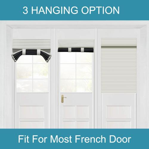 Muamar French Door Curtains Privacy Door Blind, Front Door Window Curtain, Venetian Blinds Style Door Window Cover, 1 Panel Black, W25” x L80”)