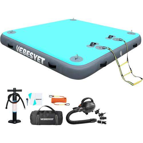 Inflatable Floating Dock Swim Platform, 6 Inch/8 Inch Thick Multi-Person Dock Floats Raft Platform with Storage Bag for Beach Lake Boating Pool