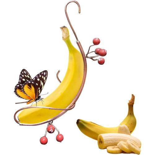 2PCS Butterfly Banana Hammock Feeder,Butterfly Feeders for Outdoors,Butterfly Houses for The Garden,Hanging Metal Butterfly House Attract Butterflies, Bees and Birds