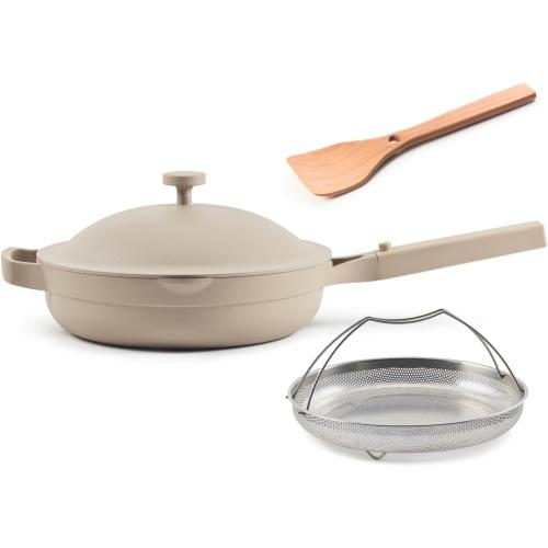 Our Place Always Pan 2.0 | 10.5 Ceramic Pan with Modular Lid, Steamer Basket & Spatula | Patented 10-in-1 Nonstick, Non-Toxic Cookware Made Without PFAS | Induction & Oven-Safe up to 450°F | Steam‼️no steam basket‼️