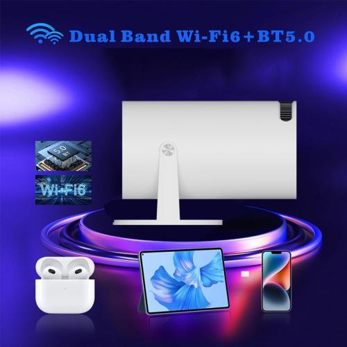 Mini Projector Portable Projector with WiFi6 and Bluetooth 5.0 130-Inch 1080P Support 160 ANSI Auto Keystone Outdoor Home Projector Built-in Android 11.0 OS