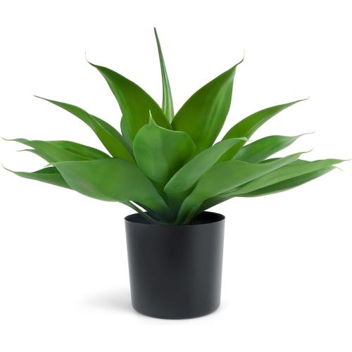 Velener Fake Agave with Black Pot, Artificial Plant Outdoor Agave - Fake Plants for Indoor and Outdoor Decor(15 Inch)