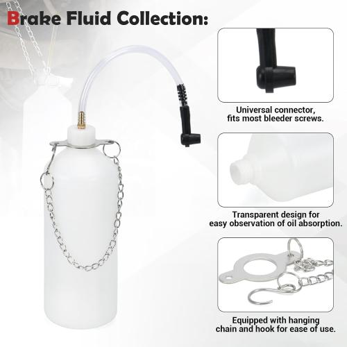 3L Manual Brake Bleeder Fluid Pump with 1L Brake Bleed Bottle and 4 Master Cylinder Adapters,Professional Brake Bleeder Kit Suitable for Most Brake Mast Cylinder Reservoirs