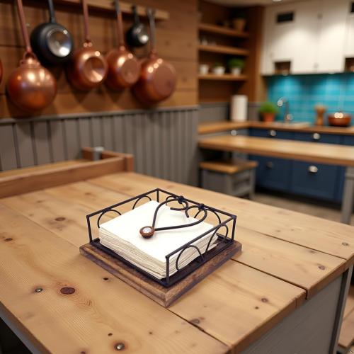 Square Wooden Napkin holder for table Tissue Paper Holder for Dining Table wooden napkin holders for paper napkins Tissue Rack for Facial Napkins(Iron with wood)