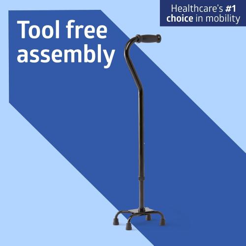 Medline Aluminum Quad Cane with Small Base for Balance, Height Adjustable 29 to 38, Knee Injuries, Surgery Recovery & Mobility, Lightweight Walking Aid for Seniors & Adults, 300 lb Weight Capacity