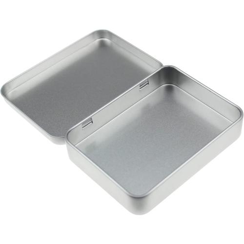 Size 4.5x3.3x0.87 Color silver 12 Pieces Rectangular Metal Empty Hinged Tins Containers Basic Necessities Home Storage Organizer Mini Box Set, 4.5 x 3.3 x 0.87 inches (Silver)