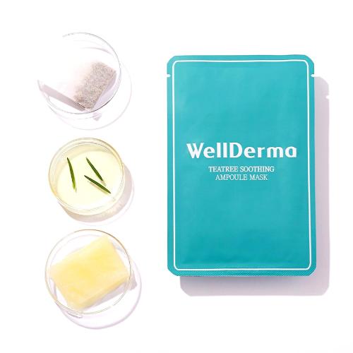 WELLDLERMA Chaisul Tea EXT Soothing Facial Mask (Sheet type), Korean Face Mask, Green Tea Extract for Troulbel Care, Powerful Hydration, Rich Ampoule, Natural Fabric 10ea (2PK)