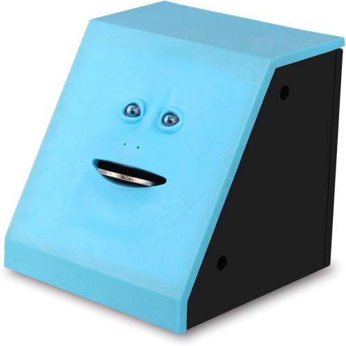 Youngine Novelty Face Bank Coin Eating Savings Bank Money Saving Collection Piggy Bank (Blue)