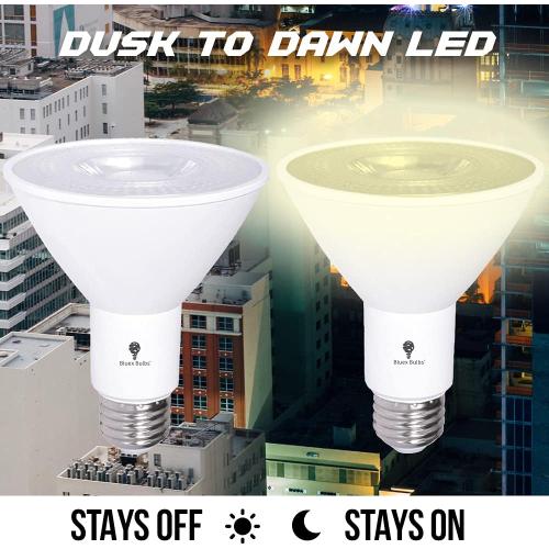 2 Pack PAR30 LED Flood Dusk to Dawn Light Bulbs Outdoor Photocell Sensor 12W 100 Watt Equivalent 1200 Lumens Waterproof E26 5000K Cool White Super Bright Auto On/Off Security Spotlight Indoor/Outdoor
