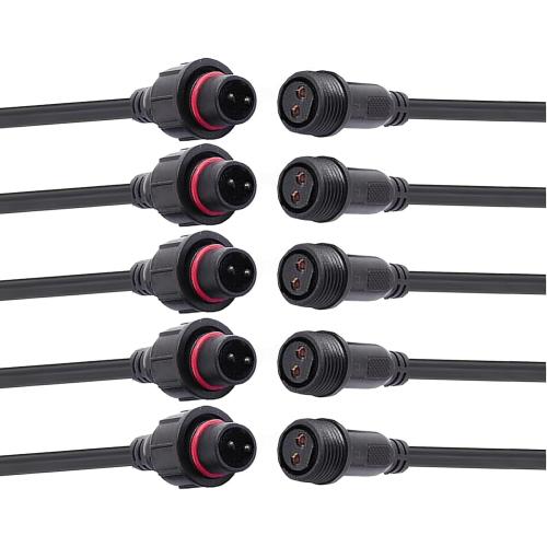 Waterproof Connector 2 Wire,16AWG 2Pin Male Female Connector. | with IP65,20CM Extension Cable for Car,LED Strip Lights (5Pairs)