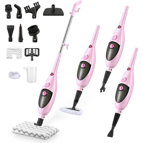 12-in-1 Steam Mop Cleaner, 15-Sec Fast Heat-Up, 1200W Floor Steamer with Double-Sided Pads, Removes 99.99% Stubborn Stains for Hardwood Floors, Marble, Clothes, Windows, Tiles, White