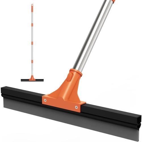 Floor Squeegee for Concrete Floor,18 Large Heavy Duty Squeegee for Floor, Rubber Broom with 62 Long Handle for Bathroom Tile, Garage Concrete, Deck, Shower Glass, Window Cleaning