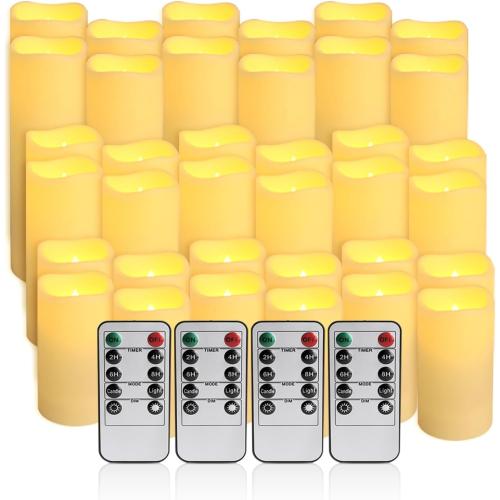 36Pack Flameless LED Candles, Waterproof for Indoor & Outdoor Use, Equipped with 10-Key Remotes & Timer, Ideal for Weddings, Table Decor, Festivals & Home Accents…