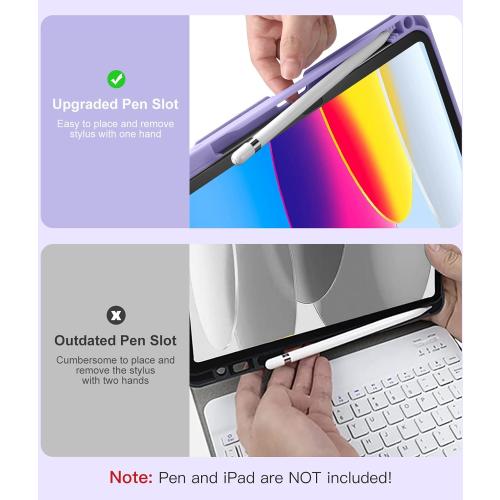 Hamile for iPad 11th 10th Generation Case with Keyboard - 7 Colors Backlit Wireless Detachable Folio Keyboard Cover with Pencil Holder for iPad 11-inch A16 2025 10th Gen 10.9 Inch 2022 (Purple)