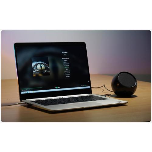 [Single] Computer Speaker for Desktop PC, USB-Powered, Plug-n-Play, Wired, External Speaker for Laptop, with Crystal-Clear Sound, Loud Volume, Rich Bass, Built-in USB-C Adapter for Full Compatibility