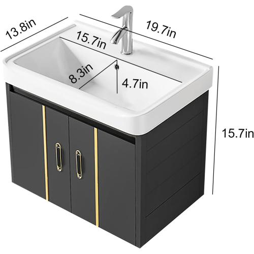 Grey and Gold wall-Mounted Compact 20-inch Bathroom mini Vanity Table,Designed specifically for Small Bathroom washbasins in Tight Spaces