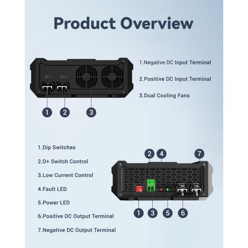 FOVAL 12V to 48V DC to DC Charger, 800W Ultra-Fast Battery Charger for LiFePO4, Lead-Acid, AGM, Gel, and Lithium - Multi-Stage Charging for RVs, CVS, Trailers, Boats and Trucks
