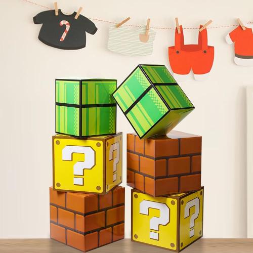 6PCS Big Party Boxes For Birthday Party Question Boxes Brick Boxes Pipe Boxes For Party Game Party Favor Props Boxes (11.8 x 11.8 Inch)
