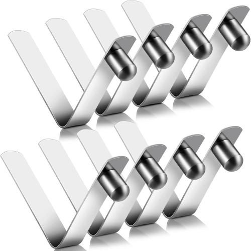 Moxweyeni 8 Pieces Push Button Spring Clips Tent Pole Clips Stainless Steel Kayak Paddle Spring Snap Clips Locking Tube Pin for Camping Kayak Paddle Tent Pole