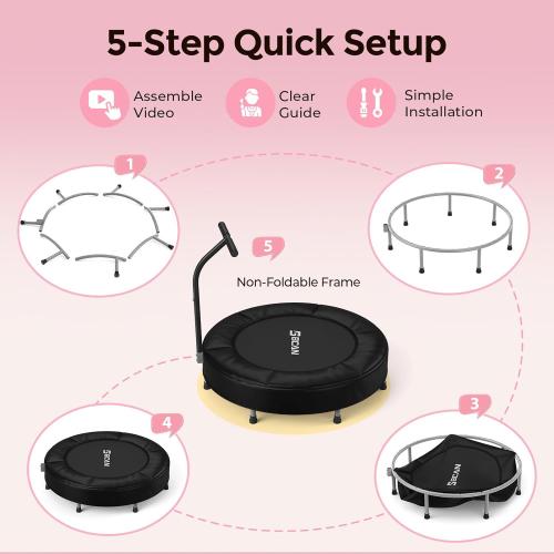 BCAN 36'' Toddler Trampoline, ASTM Certified - Kids Trampoline for Ages 1-6, Foam Handle & Safe Thickened Cover, Mini Trampolines for Kids Indoor, Easy to Assemble