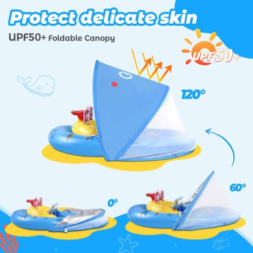 Baby Pool Float with UPF50  Sun Protection Canopy and Toy Play Console for Infant, Toddler, Adjustable Safety Seat for 3-36 Months