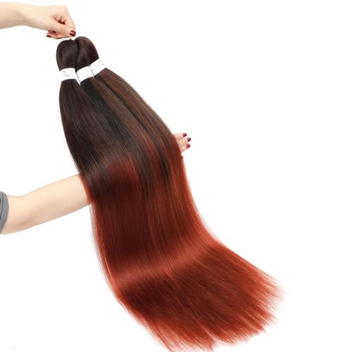 Ombre Braiding Hair Pre Stretched Ombre Ginger Easy Braids Yaki Texture Professional Synthetic Braiding Hair 26 Inches Braids Hot Water Setting for Box Crochet Hair Extensions(3pcs, #1b/350)