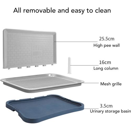Puppy Potty Training Tray,Portable Puppy Mesh Training Potty Dog Training Toilet with Wall Column Removable Pee Pad Tray for Large Small Medium Pets (Dark Blue)
