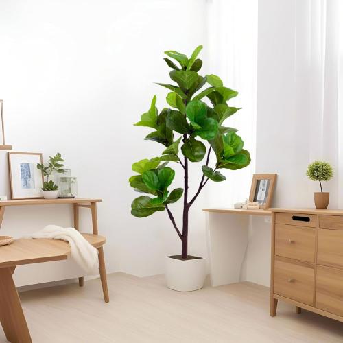 3ft Artificial Fiddle Leaf Fig Tree,Lifelike Indoor Faux Plant with Adjustable Branches,Easy Assembly,and Low Maintenance for Home and Office Decor