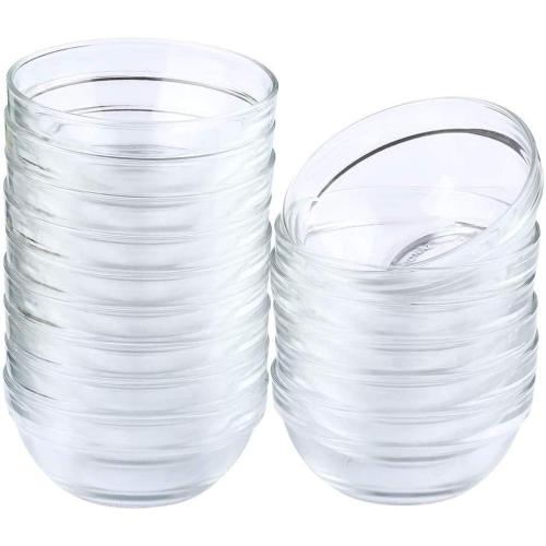 Mini Bowls 4 Inch Glass Bowls for Kitchen Prep, Dessert, Dips, and Candy Dishes ,4oz Stackable Dishware safe ,Set of 16 (combination)