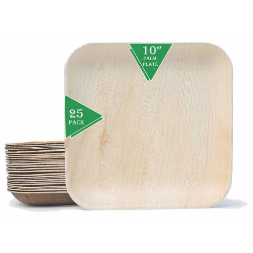 Eco Craft Stix 10 inch Square Palm Leaf Plates. Eco Friendly Dinnerware. Pack of 80  Plates. Eco-Friendly and Compostable Palm Plates. Sturdy and Durable