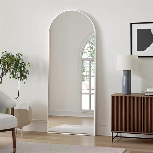 Arched Floor Mirror, 58 x 18 Full Length Mirror Wall Mirrors Hanging or Leaning Arched-Top Full Body Mirrors with Stand for Bedroom, Dressing Room, White