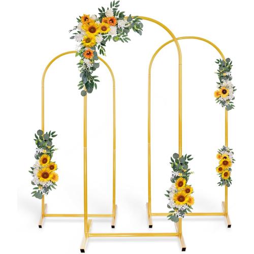 Metal Arch Backdrop Stand Set of 3, Gold Wedding Arch Stand for Wedding Ceremony Decoration