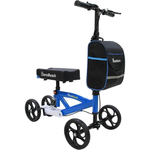 Economy Knee Scooter Steerable Knee Walker for Foot Injuries Compact Crutches with Dual Rear on-Wheel Brake and Shock Absorption Under The Knee pad