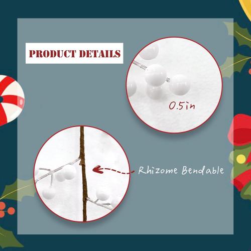 Color White Greentime Christmas White Berry Garland, Fake White Berry for Indoor Outdoor Home Decoration for Winter Christmas Holiday Decor for Fall Halloween