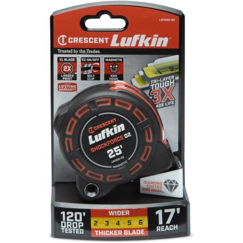 Crescent Lufkin Shockforce G2 25-ft Magnetic Tape Measure- LM1225-02