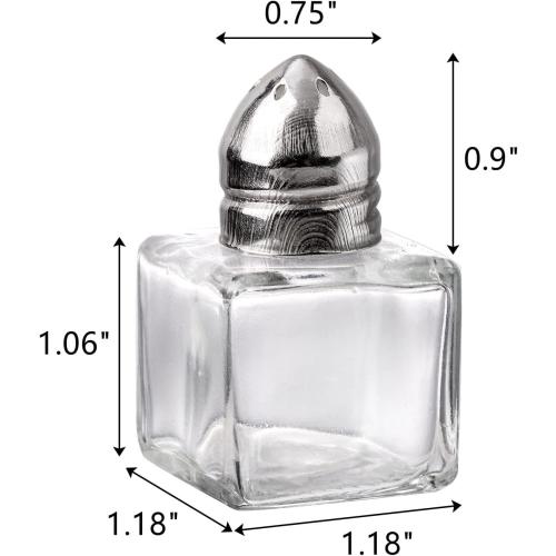 ZEAYEA Set of 22 Small Salt and Pepper Shakers, 0.5 oz Mini Glass Seasoning Jars with Funnel, Glass Cube Body Spice Shakers for Wedding, Party, Restaurant, Home Kitchen Supplies
