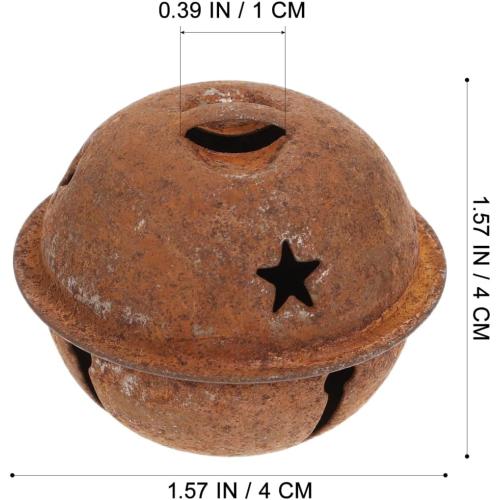 DECHOUS 24Pcs Rusty Metal Jingle Bells Christmas Decoration Rustic Rusted Bells for Crafts with Star Cutouts for Christmas Tree Ornaments Holiday DIY Crafting, 1.6 Inch