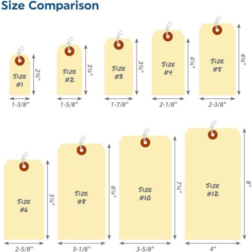 SmartSign Blank Shipping Tags with Pre-Attached Loop Strings, Size-1, Pack of 1000, 10pt Thick Manila Cardstock Tag, 1.375 x 2.75 Paper Hang Tags with Reinforced Fiber Patch