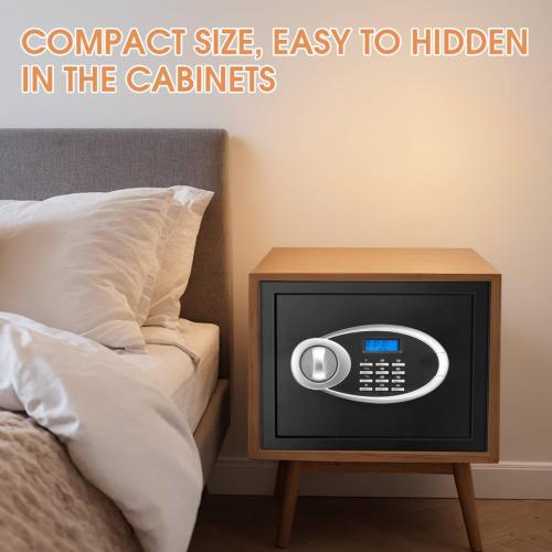 1.2 Cuft Safe Box Fireproof Waterproof for Home, Fire proof Safes with Digital Keypad, Spare Keys and Removable Shelf, Security Fire Safe for Money Firearms Medicine Valuables