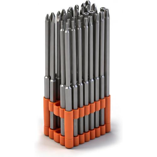 HORUSDY 32-Piece 1/4 Shan Extra Long Security Power Bit Set, 6 Long Tamper Proof Security Bits, S2 Steel.