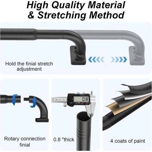 Curtain Rod for Windows 36 to 48 Inches, Blackout Wrap Around Curtain Rod for Bedroom, Living Room, 1 Inch Diamete Adjustable Drapery Rods，Matte Black