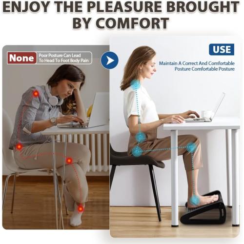 Foot Rest, Six Heights Adjustable Foot Rest for Under Desk at Work, Ergonomic Foots Stool for Under Office Desks, Under Desk Footrest with Foot Massage Roller, Chair Footrest for Leg Rests