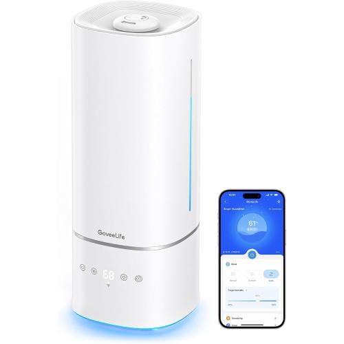 GoveeLife 6L Top Fill Cool Mist Humidifier for Bedroom, Works with Alexa | Auto Mode, Adjustable Mist, Humidity Control, RGB Night Light, Sleep Mode