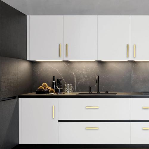 12 Pack Gold 4 Inch(102mm) Hole Center Kitchen Cabinet Handles Brushed Brass Cabinet Pulls Gold Drawer Hardware for Cupboard Dresser Handles Bathroom