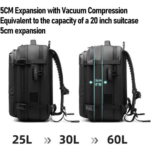 Vacuum Backpack Travel,  Expandable Vacuum Seal Compression Air Back Backpack with Type C Interface and Password Lock, No Need Pump, for Men Women Travel