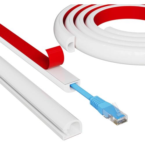 39 Side Open One Cord Hider (<1/4) for Wall Mounted Tv,Extension Flexible Cable Cover to Hide Conceal Cords Along Wall,Wire Raceway Management Cable Concealer Channel,Electric Cord Organizer,White