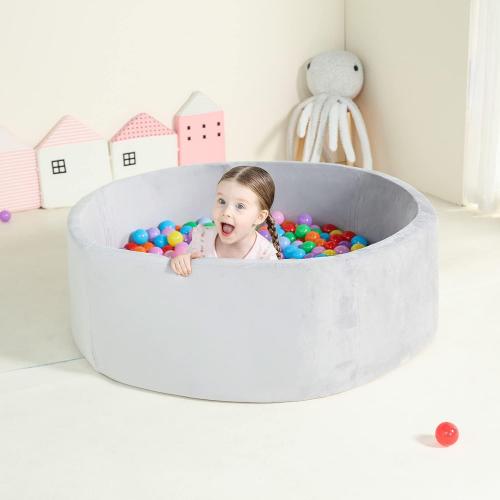 TRENDBOX Extra Large Foam Ball Pit for Toddlers, 47x14 inch Soft Baby Ball Pit with Washable Velvet Cover (Balls not Included)-Grey