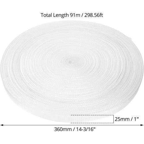 QWORK 1 Inch x 50 Yards Heavyweight Polypropylene Webbing, White - Heavy Duty Poly Strapping for Boating, Crafting, Outdoor DIY Gear Repair,