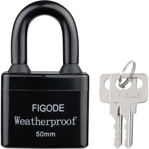 FIGODE® Outdoor Waterproof Padlock, Large Heavy Duty Sturdy Covered Laminated Steel Keyed Lock, 2.2 in. Wide