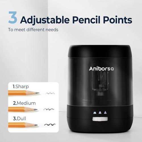 Electric Pencil Sharpener, USB & Battery Operated, Black